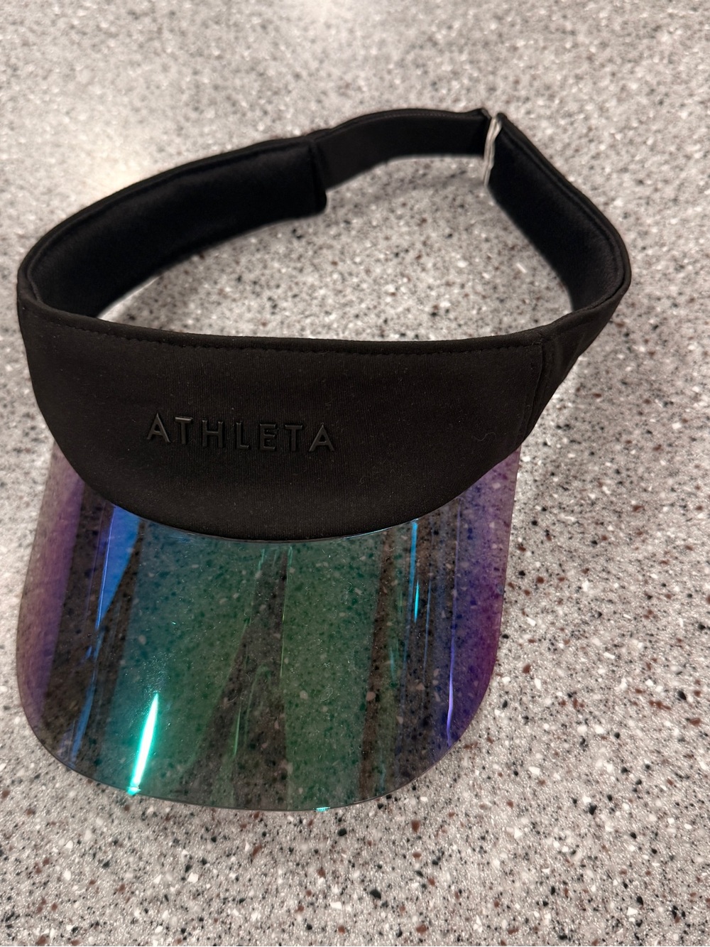 Athleta Black Visor with Iridescent Teal-Purple Shield